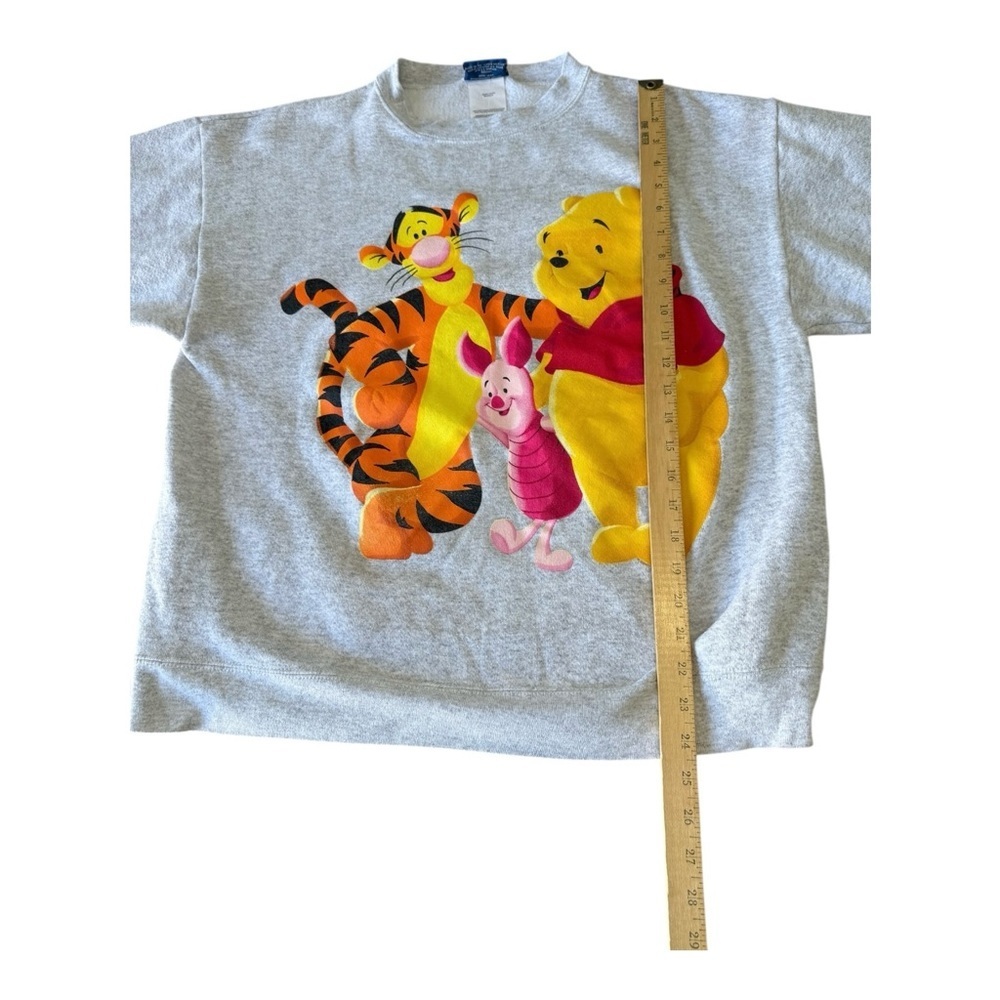 Pooh Sweatshirt Adult Size M/L Gray Vintage 90s Crew Neck Winnie Tiger Piglet - Picture 8 of 9